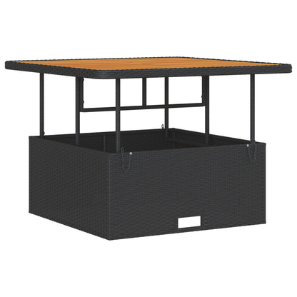 3-Delige Tuin Dinerset Met Kussens Poly Rattan Acacia 100 cm Zwart 2 krukken