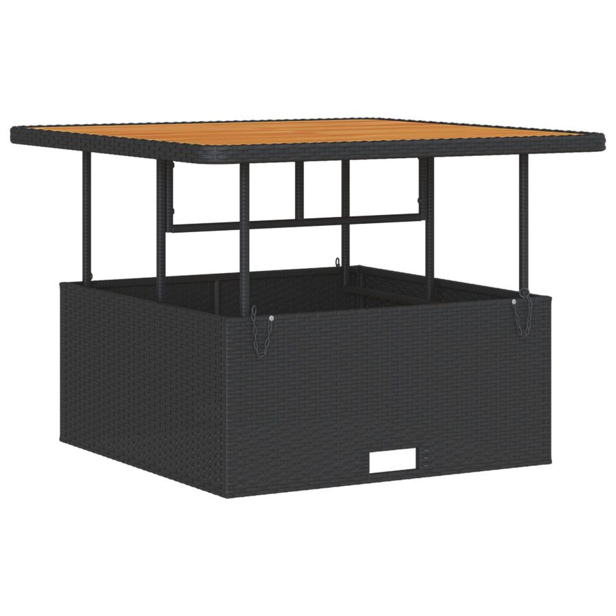 3-Delige Tuin Dinerset Met Kussens Poly Rattan Acacia 100 cm Zwart 2 krukken