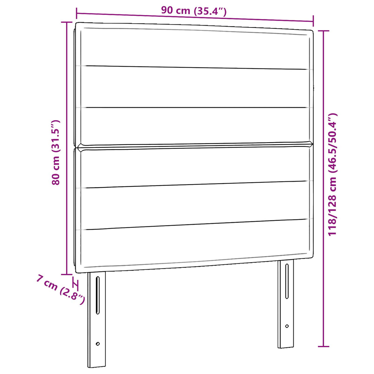 Hoofdbord Stof Hoofdbord Rechthoekig Donkerbruin 90 cm Hoog hoofdbord