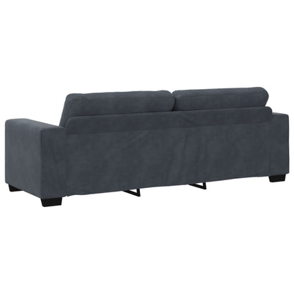 3-Delige Bankset Met Kussens Donkergrijs Velvet