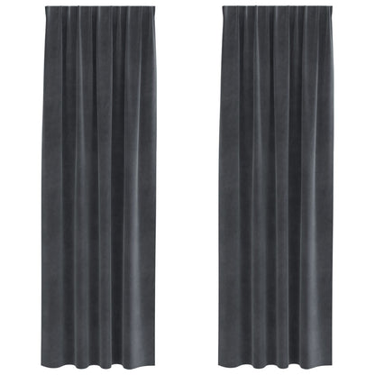 Zwarte Uitsluitgordijnen Met Topband 2 Stuks Lichtgrijze Fluweel Lichtgrijs 140 x 225 cm met stiksel