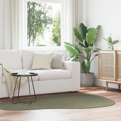 Vloerkleden Wol Vloerkleden Anders Bosgroen 140 x 200 cm Ovaal-Golfrand