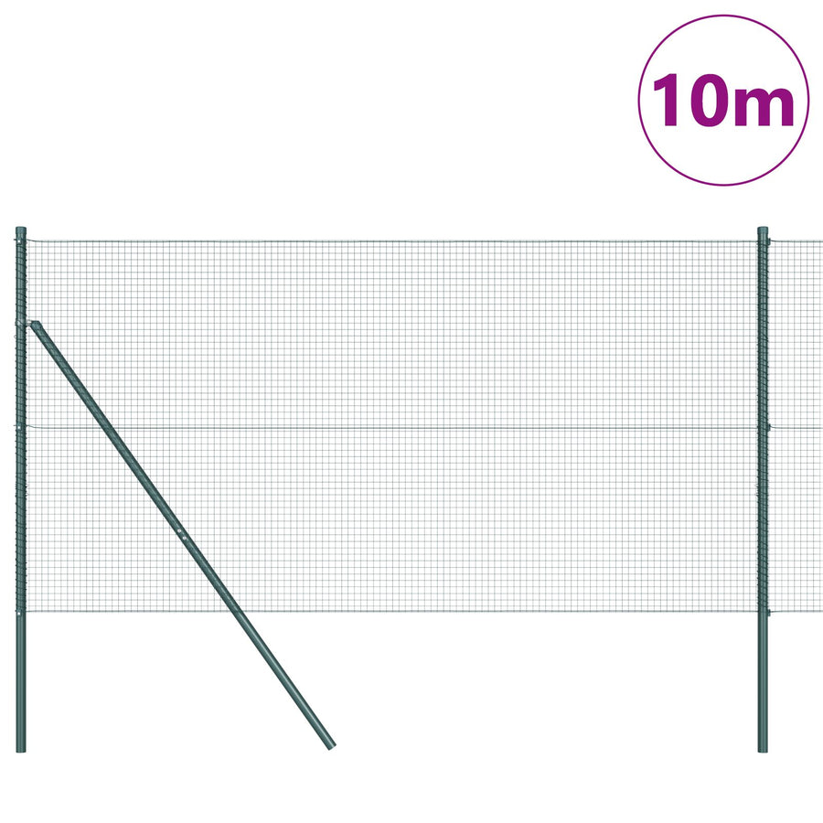 Paal Set Set Van 2 Groen Staal, Pvc 10 X 1 M Stevig Gegalvaniseerd Staal