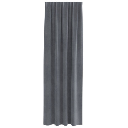 Blackout Gordijnen Met Topband 2 Stuks Velvet Super Lichtgrijs 140 x 245 cm met genaaide tape