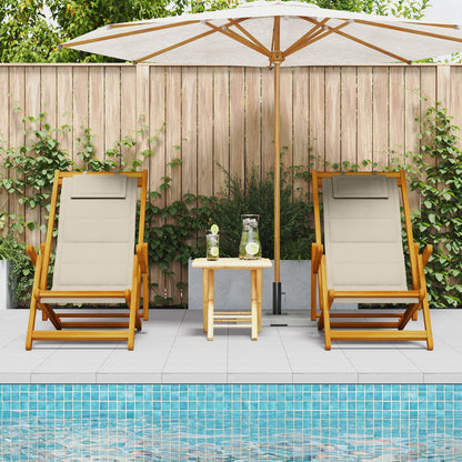 Vouwbare Strandstoelen 2 Stuks Massief Acaciahout & Textilene Taupe