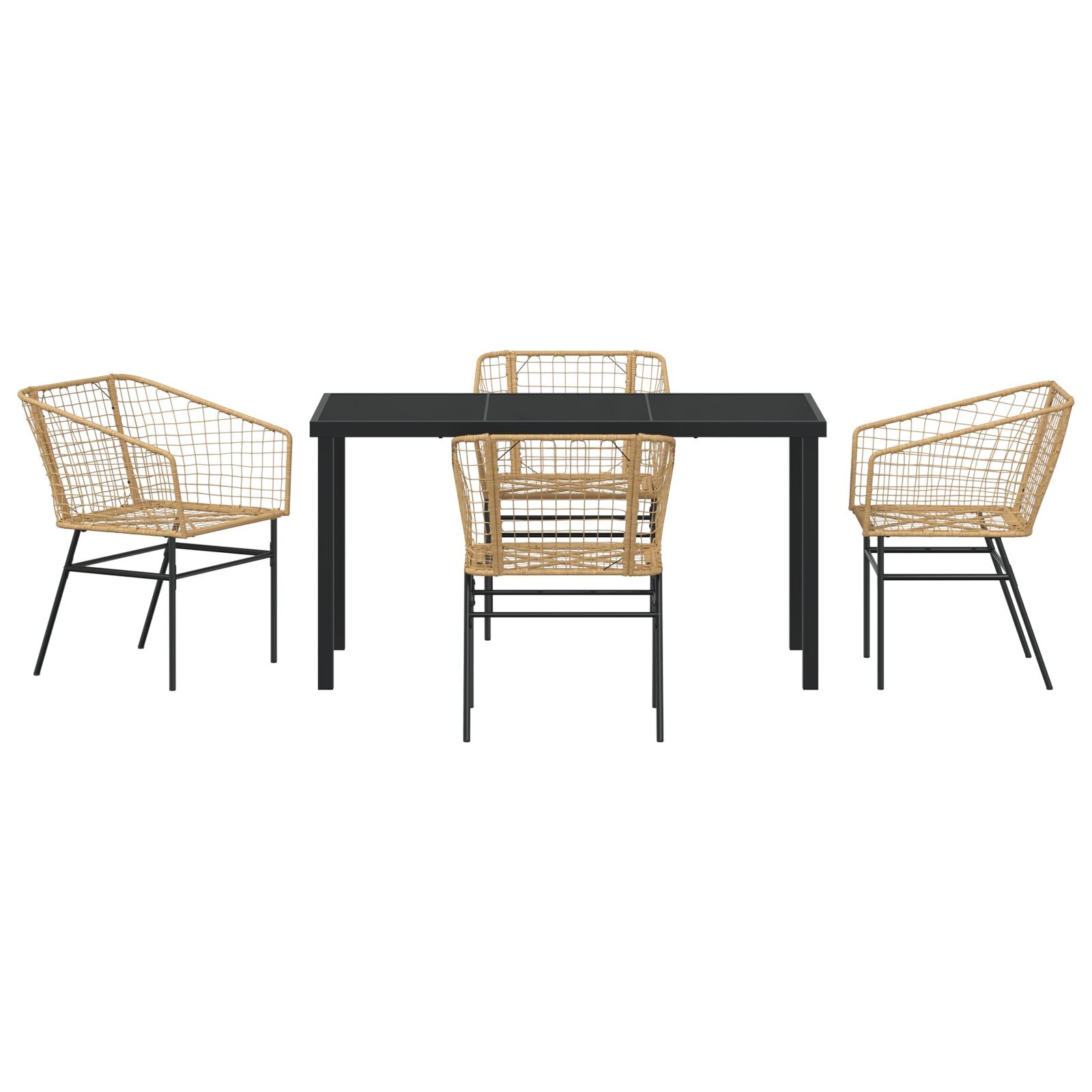 5 Delige Tuin Eet Set Bruin Poly Rattan