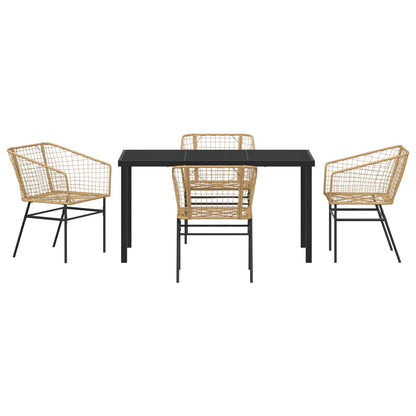 5 Delige Tuin Eet Set Bruin Poly Rattan