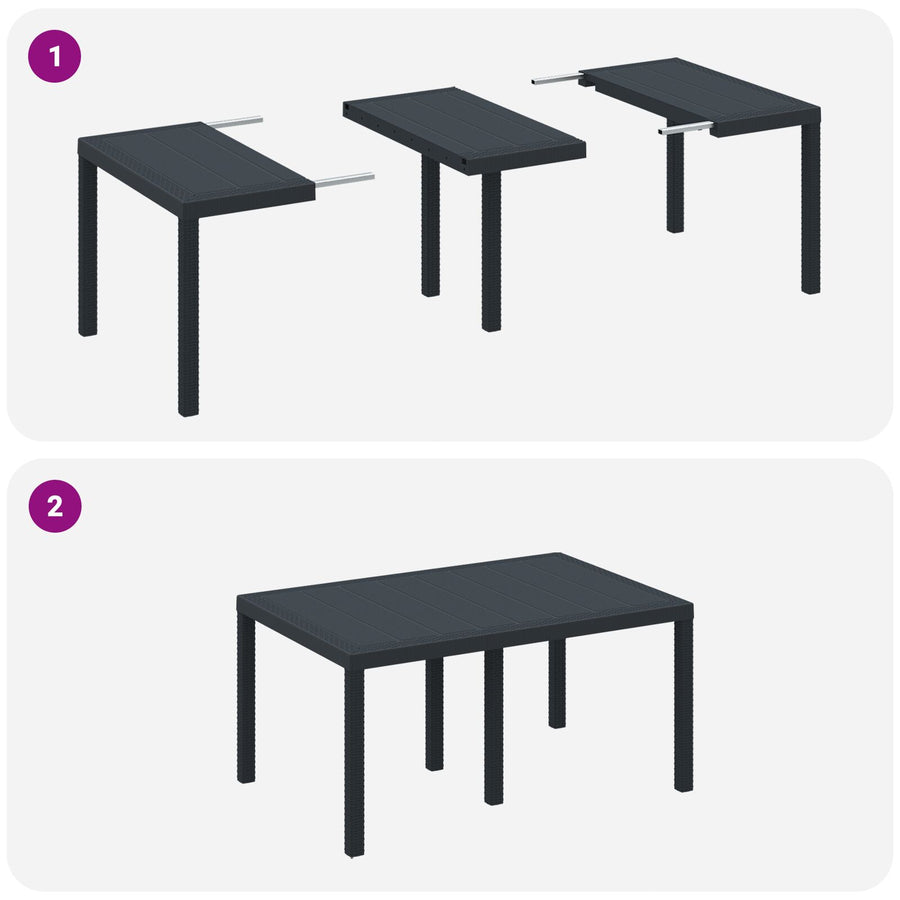 7-Delige Tuin Eettafel Set Met Kussens Anthraciet Poly Rattan
