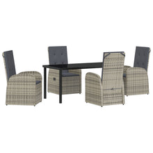 5-Delig Tuin Eettafelset Met Kussens Grijs Poly Rattan
