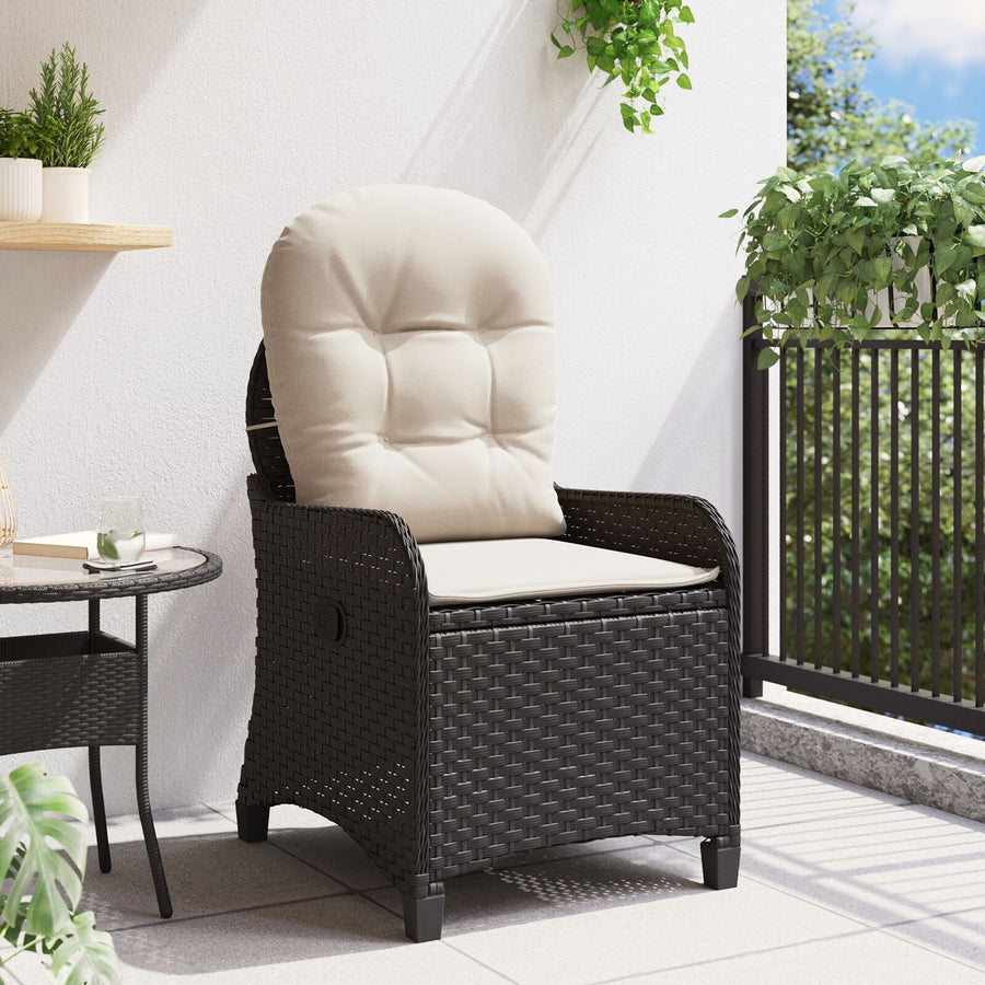 Reclinerstoel Met Kussen Poly Rattan Zwart