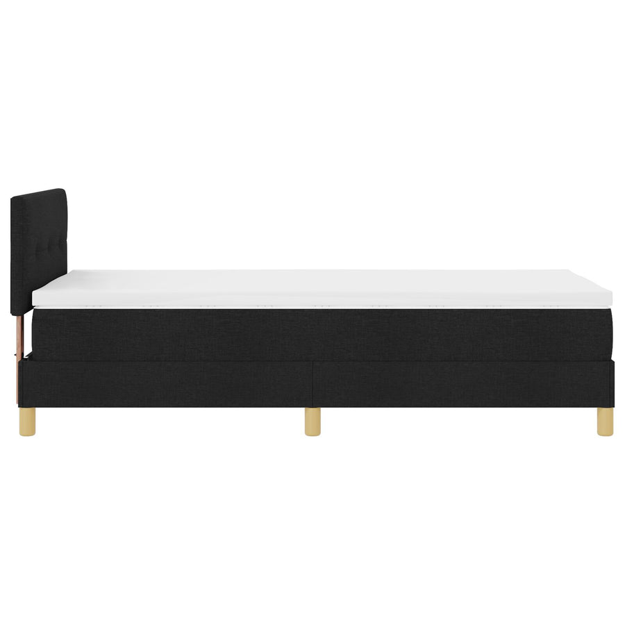 Boxspring Bed Met Matras Stof Zwart 90 x 200 cm Knopgenopte