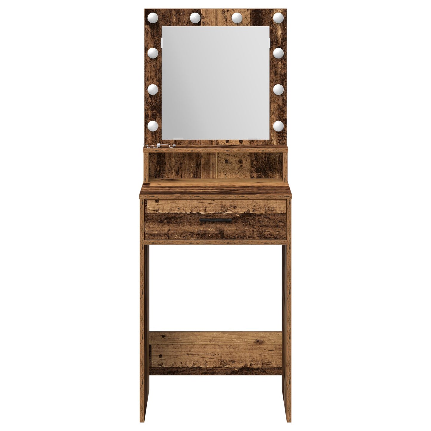 Kaptafel Met Led-Lampen 50 x 41 x 135 cm Oud hout