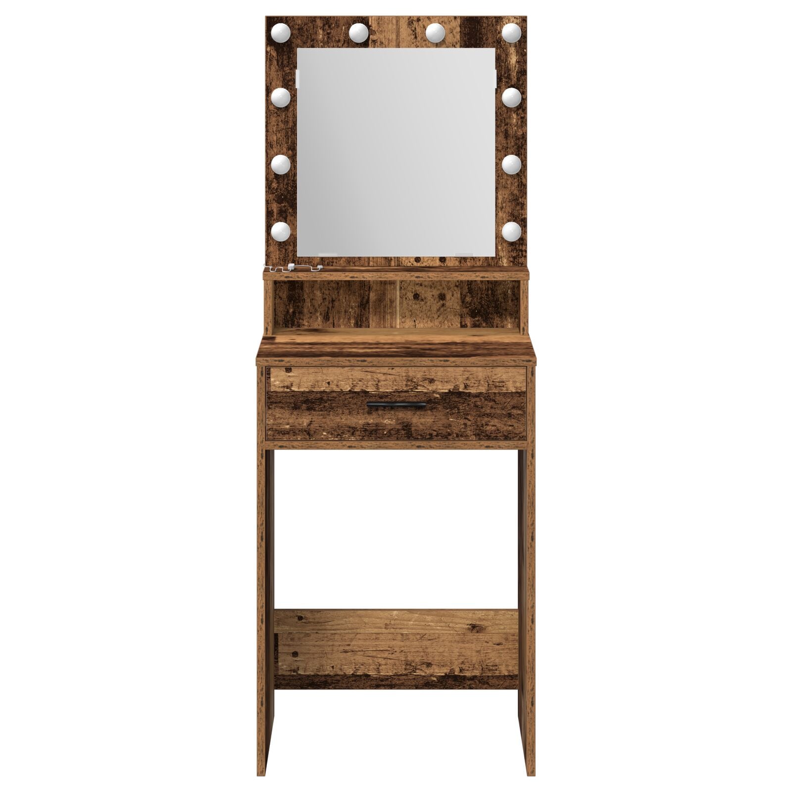 Kaptafel Met Led-Lampen 50 x 41 x 135 cm Oud hout