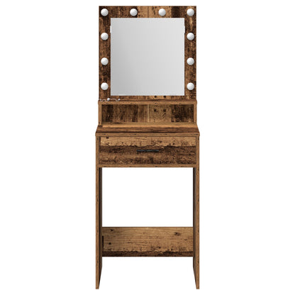 Kaptafel Met Led-Lampen 50 x 41 x 135 cm Oud hout