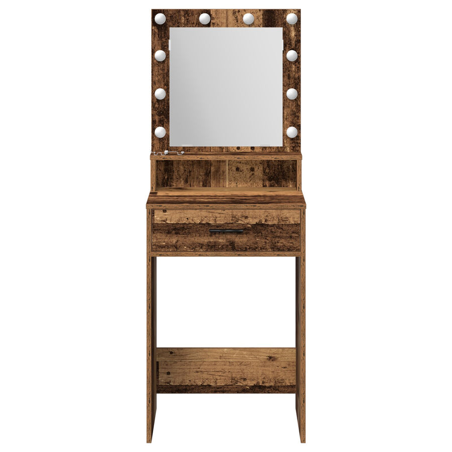Kaptafel Met Led-Lampen 50 x 41 x 135 cm Oud hout