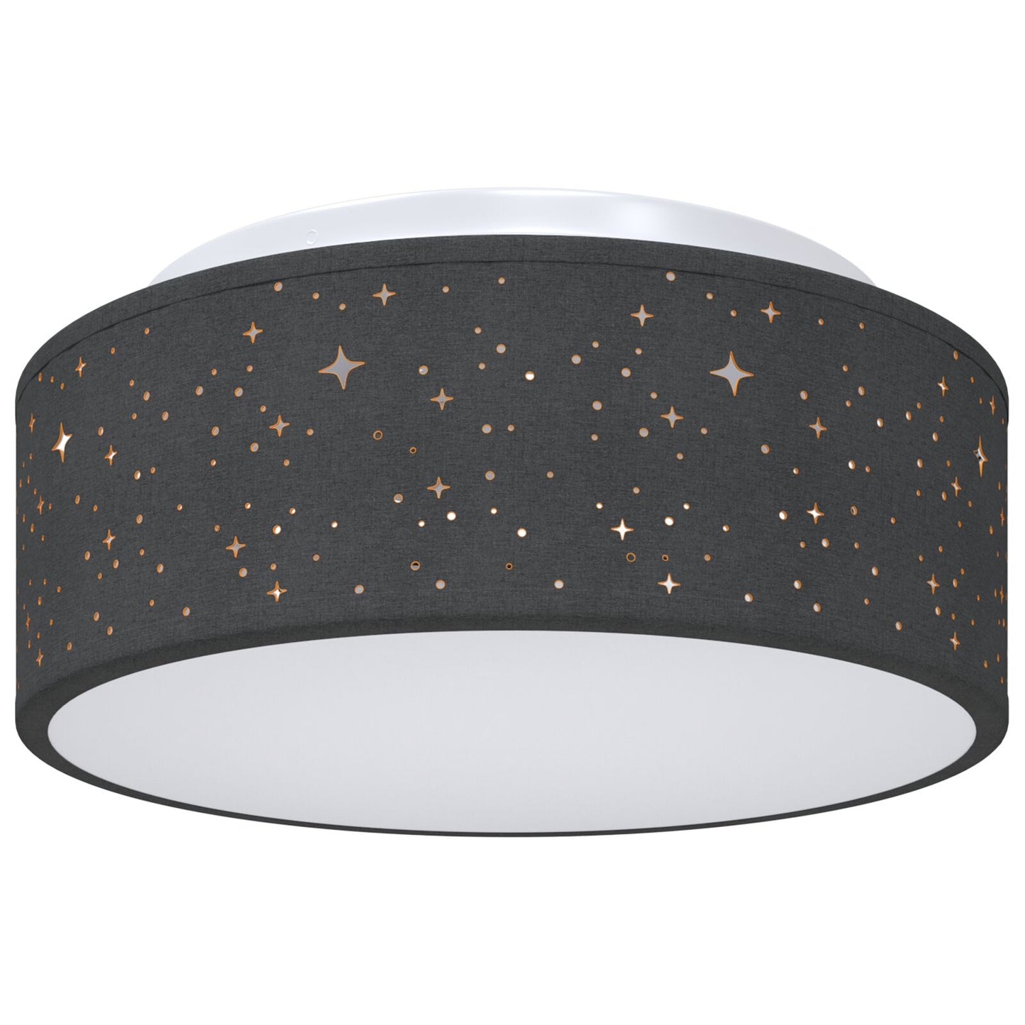Plafondlampen Met Sterrenlampenkap Ø 30 Cm Stof E27 Ø30 x 13.5 cm Zwart met sterren lampenkap