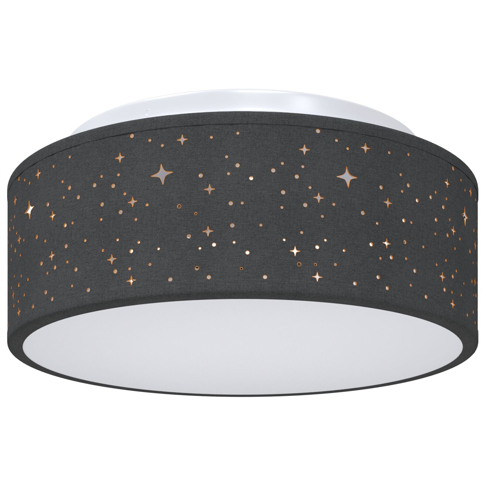 Plafondlampen Met Sterrenlampenkap Ø 30 Cm Stof E27 Ø30 x 13.5 cm Zwart met sterren lampenkap