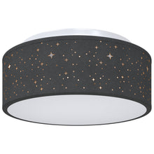 Plafondlampen Met Sterrenlampenkap Ø 30 Cm Stof E27 Ø30 x 13.5 cm Zwart met sterren lampenkap