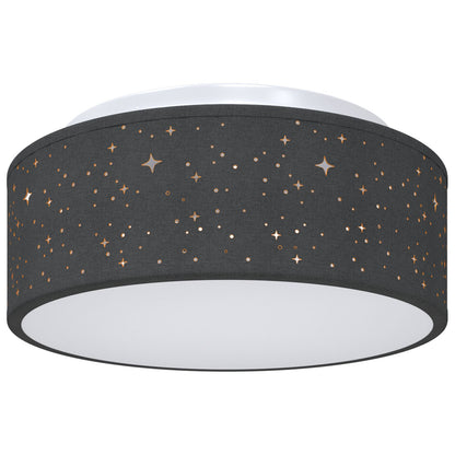Plafondlampen Met Sterrenlampenkap Ø 30 Cm Stof E27 Ø30 x 13.5 cm Zwart met sterren lampenkap