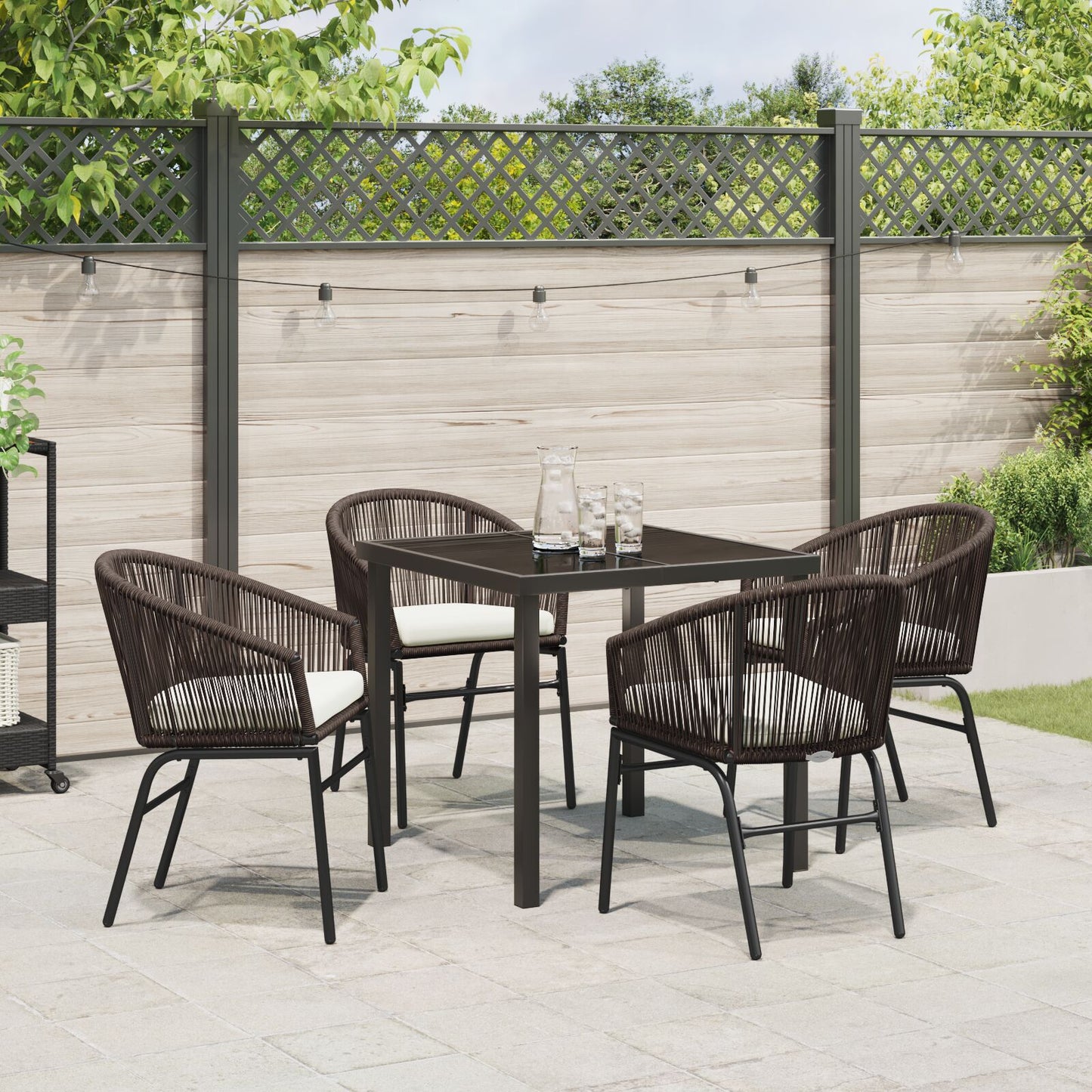 5-Delig Tuin Eetset Bruin Poly Rattan