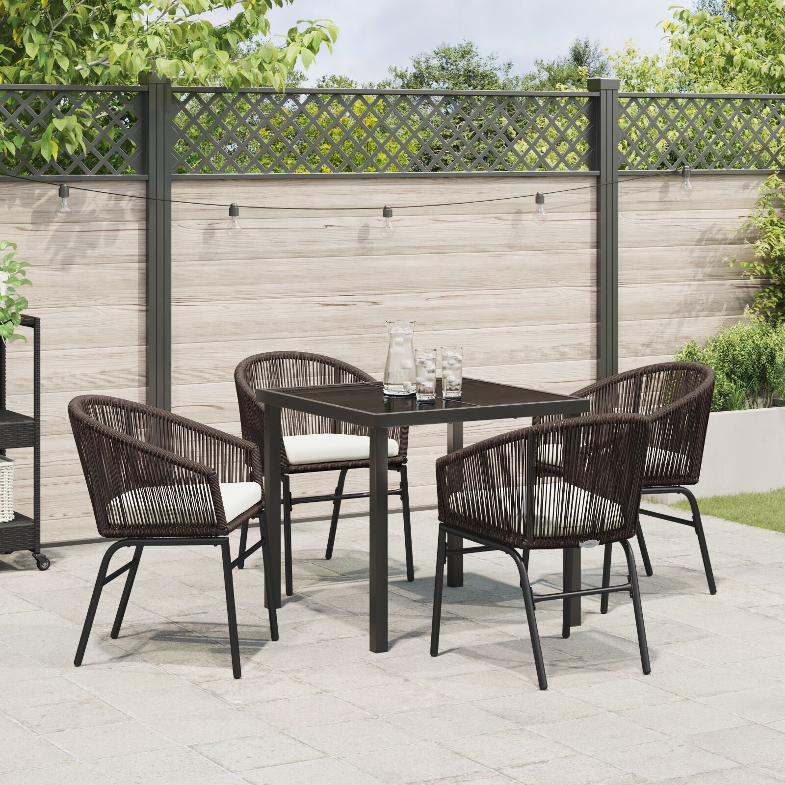 5-Delig Tuin Eetset Bruin Poly Rattan
