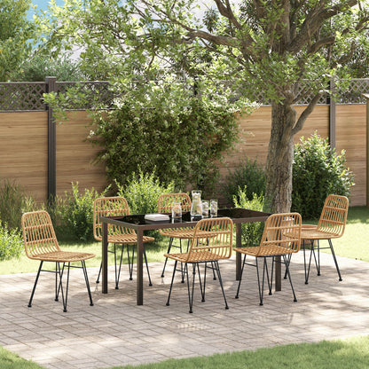 7-Delige Tuin Eetset Bruin Poly Rattan
