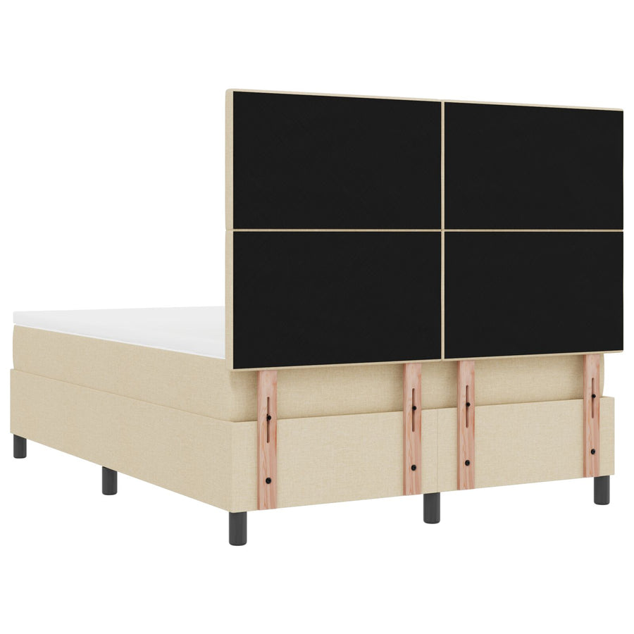 Boxspring Bed Met Matras Stof Crème 160 x 200 cm Knopen tufted
