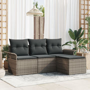 Loungeset poly rattan grijs 4-delig