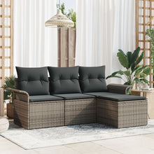 4-Delige Tuin Sofa Set Met Kussens Grijs Poly Riet