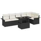 Garden Sofa Set with Cushions 7 pcs Black Poly Rattan