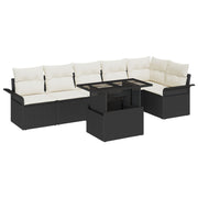 Loungeset 7-delig poly rotan zwart