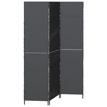 Kamerscherm Opvouwbaar 146X Poly Rattan 180 cm Zwart 3 panelen