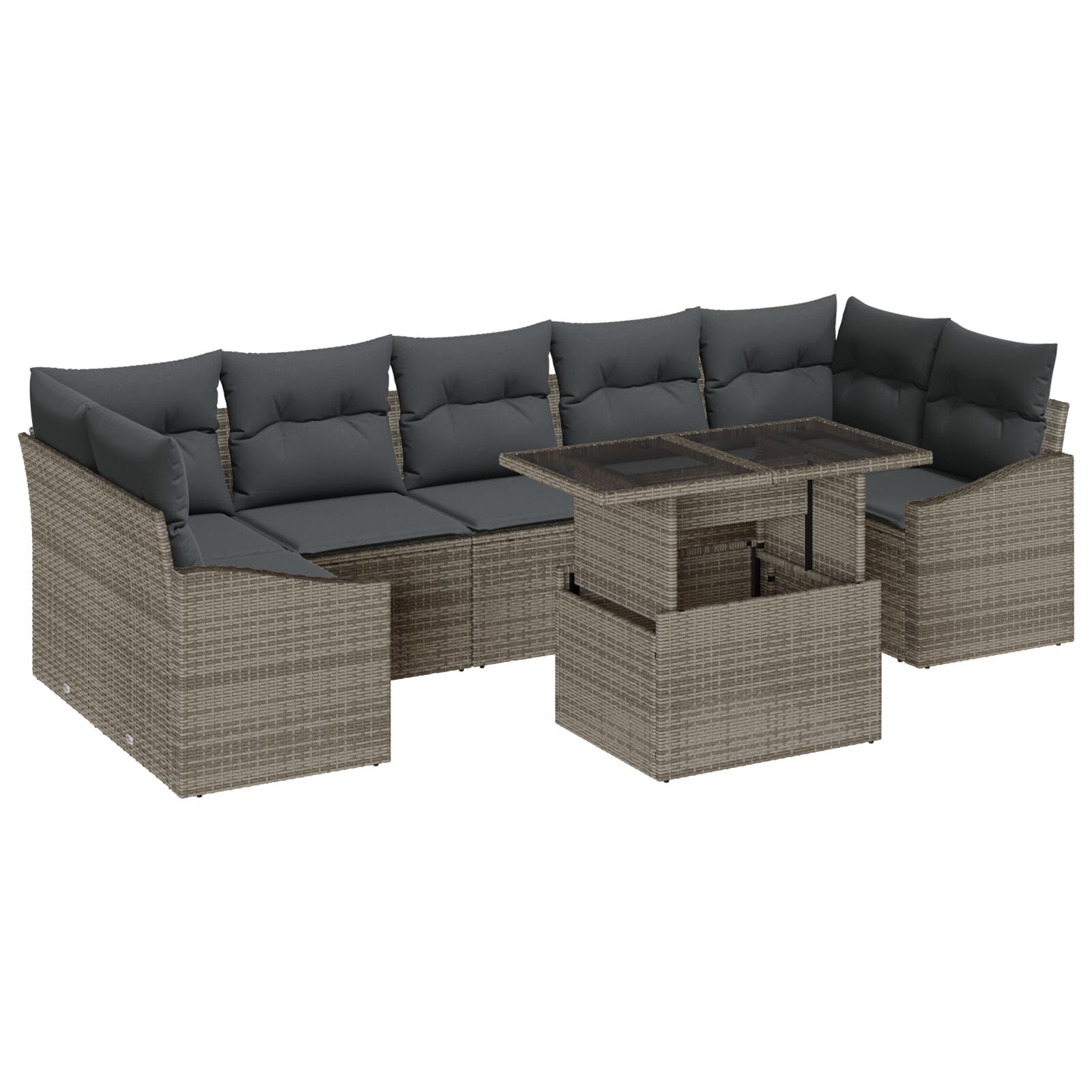 8-Delige Tuin Sofa Set Met Kussens Grijs Poly Rattan