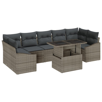 8-Delige Tuin Sofa Set Met Kussens Grijs Poly Rattan