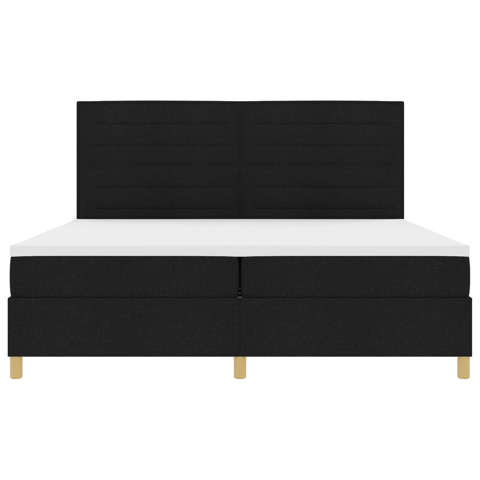 Boxspring Bed Zwart Stof 200 X 200 Cm Duurzaam Zwart Bedframe Blauw