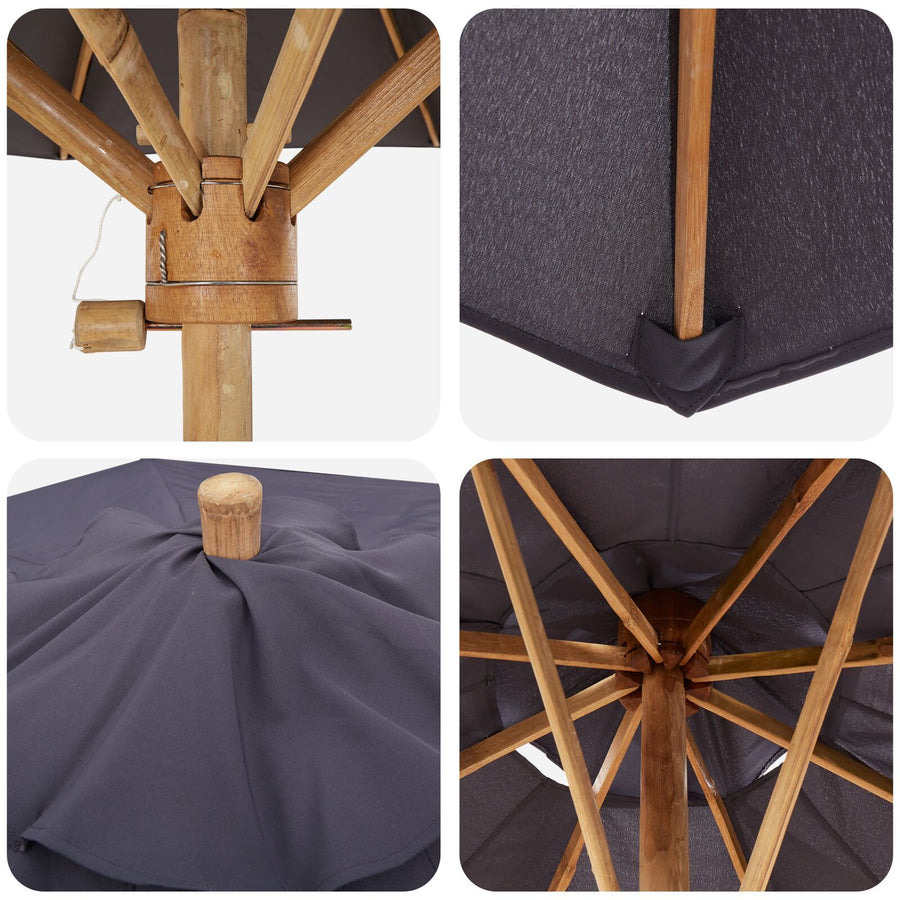 Tuinparasol 217X230 Cm Bamboe 217 x 217 x 230 cm Donkergrijs