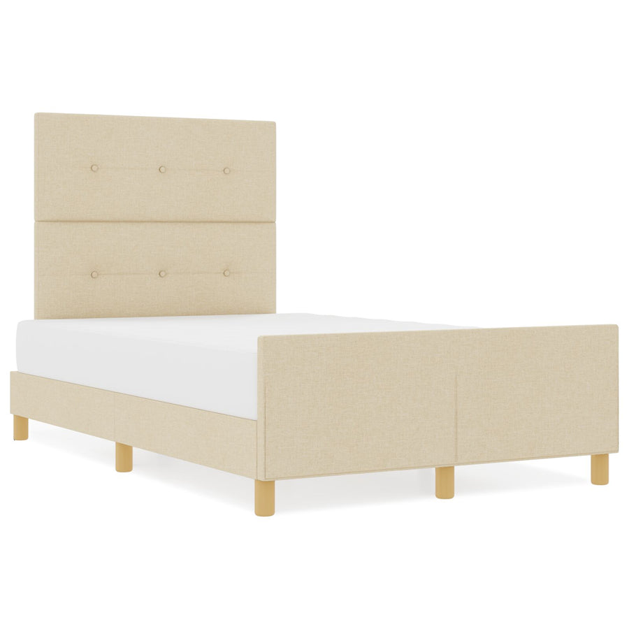Bedframe In Crème, 120X190 Cm, Gemaakt Van Stof Crème