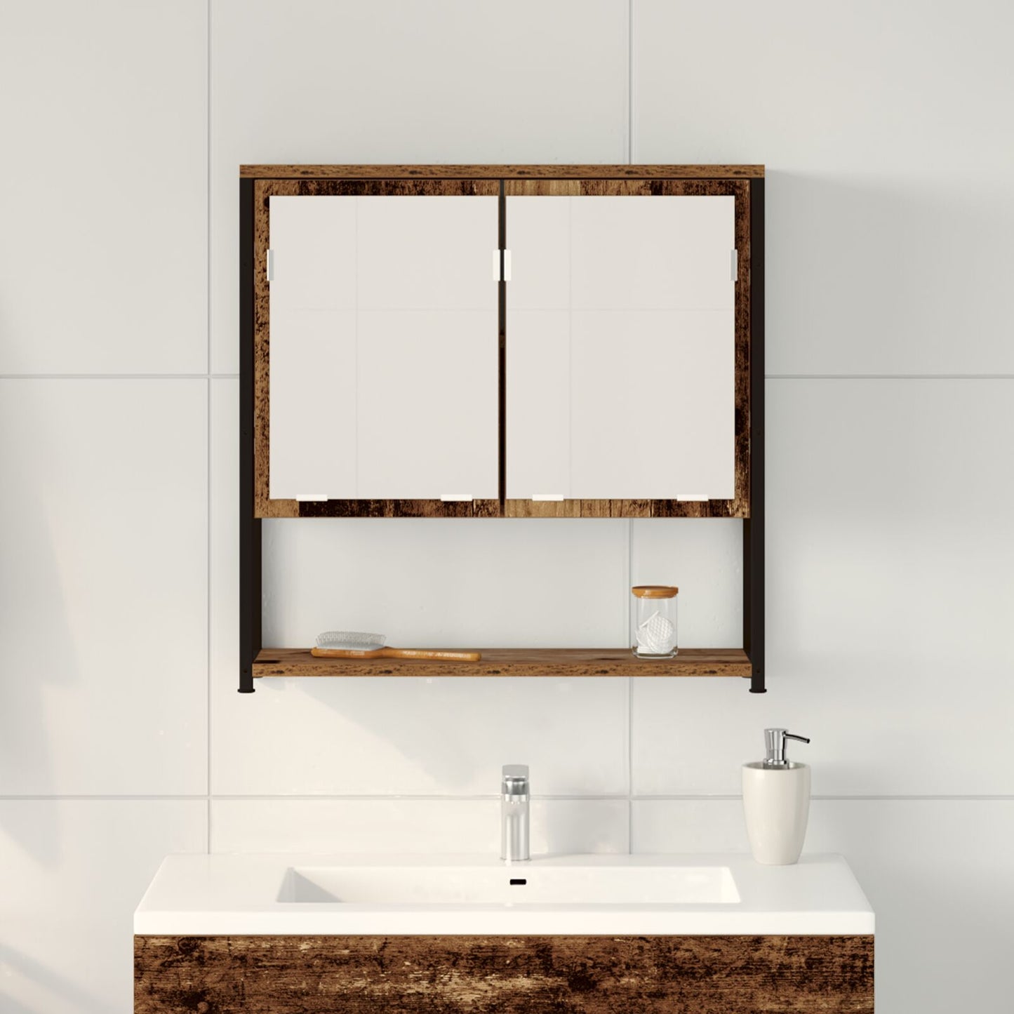 Badkamerspiegelkast 60X16X60 Cm Engineered Hout Oude hout