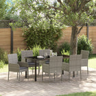 Garden dining set with cushion 7 pcs Grey poly rattan