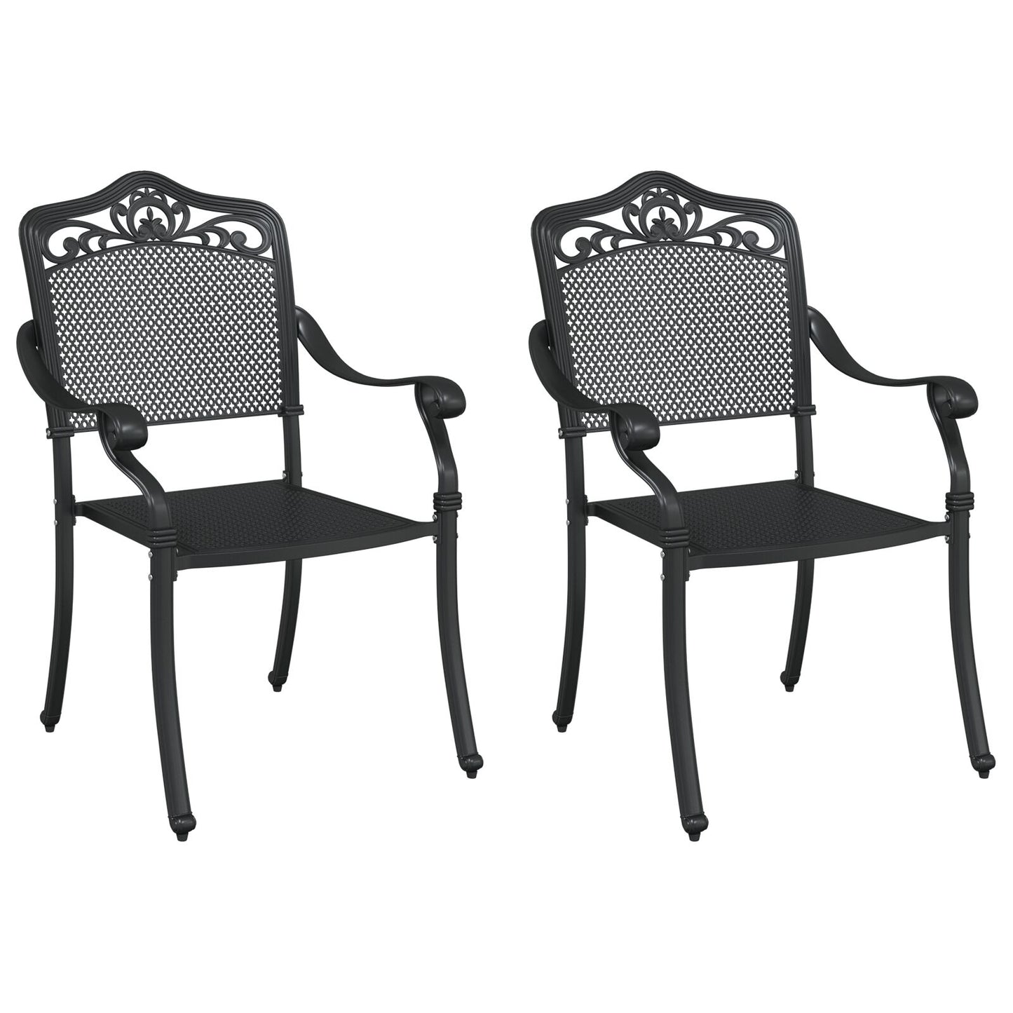 Tuinstoelen 2 Stuks Gietaluminium Zwart