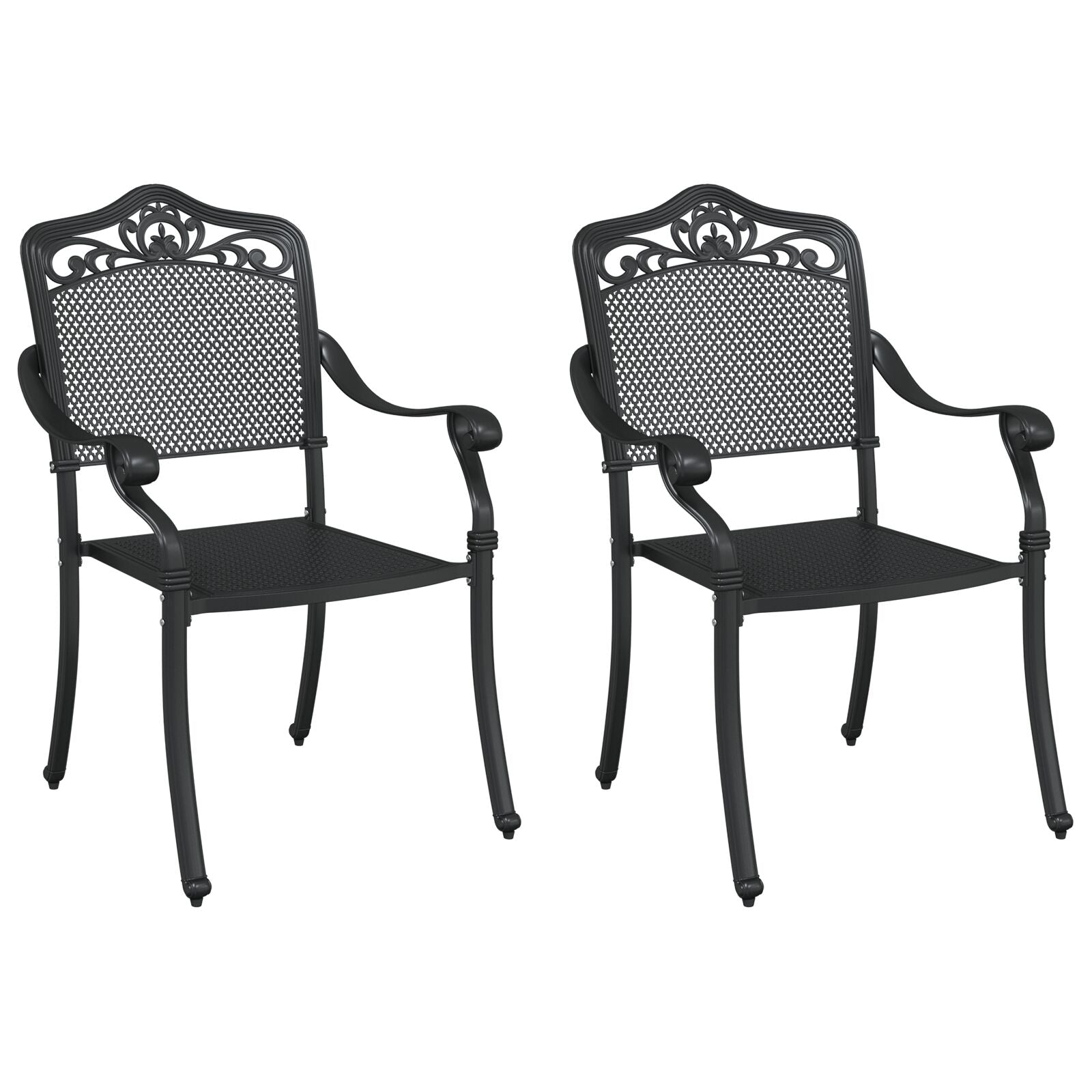 Tuinstoelen 2 Stuks Gietaluminium Zwart