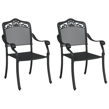 Tuinstoelen 2 Stuks Gietaluminium Zwart