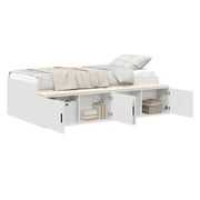 Bedframe met lade 100x200 cm wit bewerkt hout