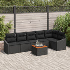 Outdoor Sofa Set with Cushions 7 pcs Black poly rattan
