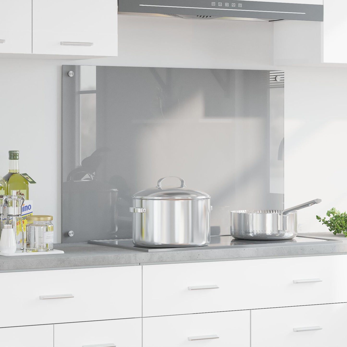 Achterwand Voor In De Keuken 90X60X0,6 Cm Gehard Glas Lichtgrijs 90 x 60 cm
