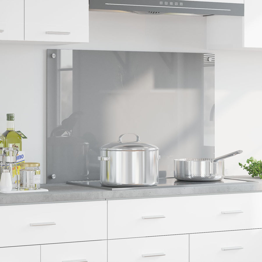 Achterwand Voor In De Keuken 90X60X0,6 Cm Gehard Glas Lichtgrijs 90 x 60 cm