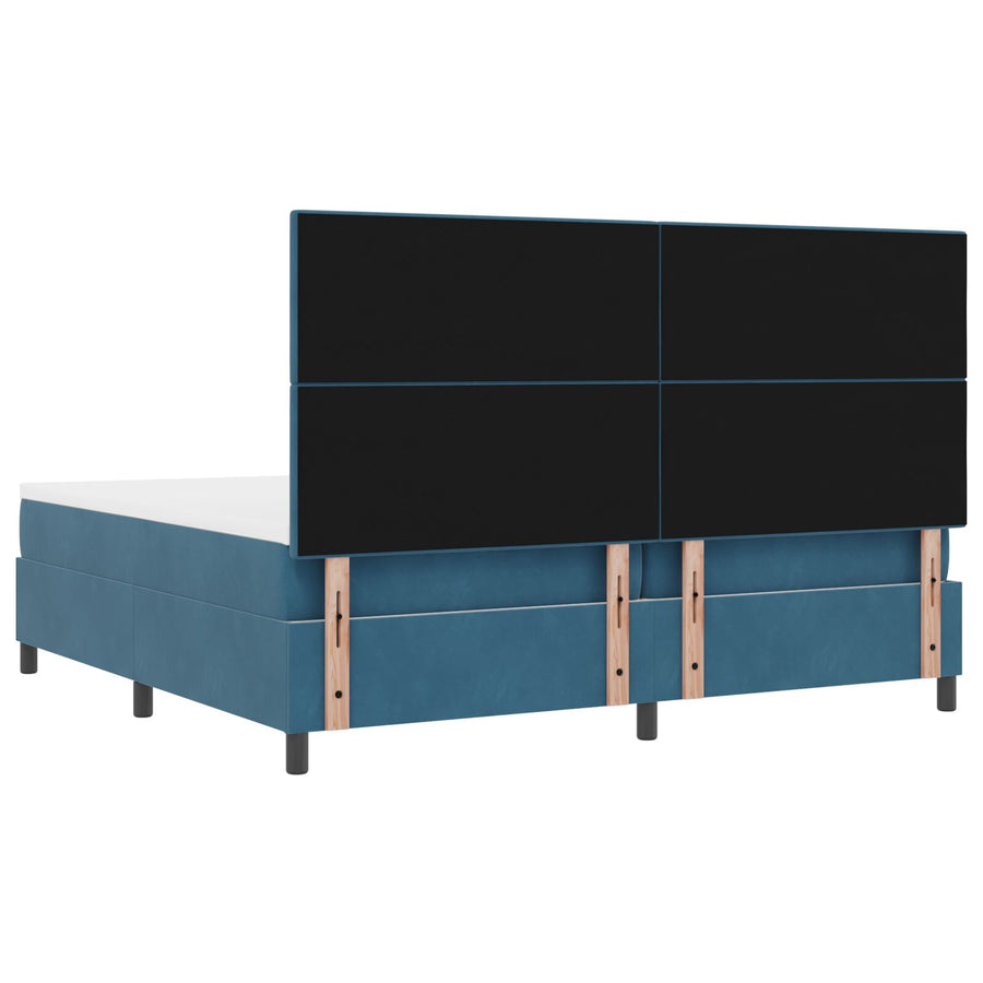 Boxspringbed Met Matras Donkerblauw 200X200 Cm Fluweel Blauw