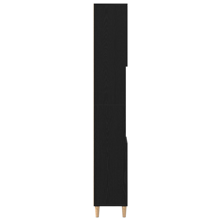 Badkamerkast Zwart Eiken 30X30X190 Cm Houtmateriaal