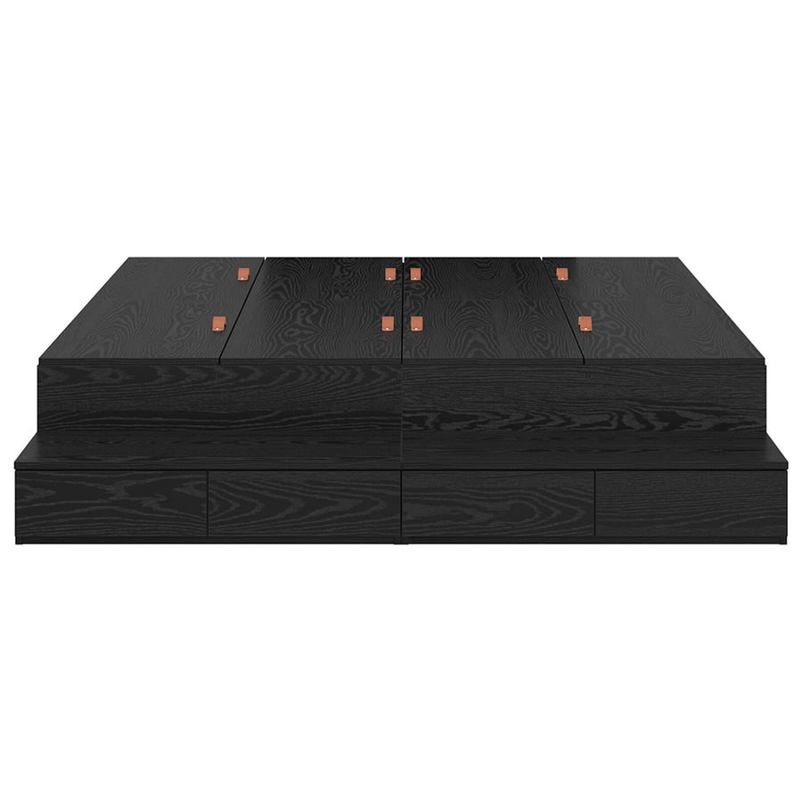 Opbergbedframe Zwart Eiken Bewerkt Hout 236.5 X 150 X 31.5 Cm Artisanaal Eiken