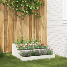 Tuin Plantenbak 3-Laags Te Staal 90 x 90 x 35 cm Wit
